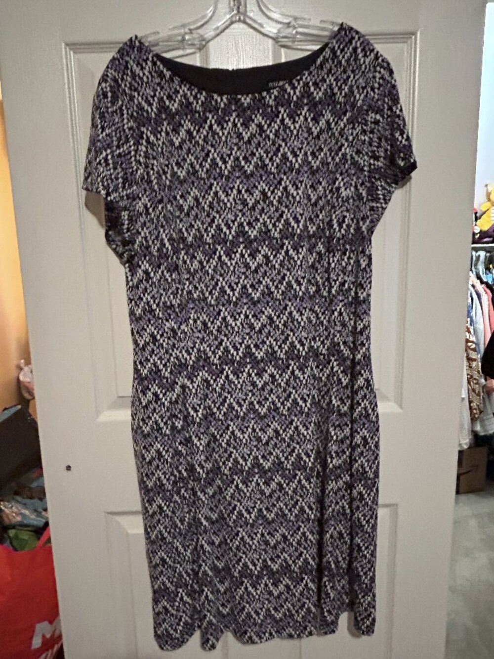 Roz & Ali Purple Black & White Dress sz 18